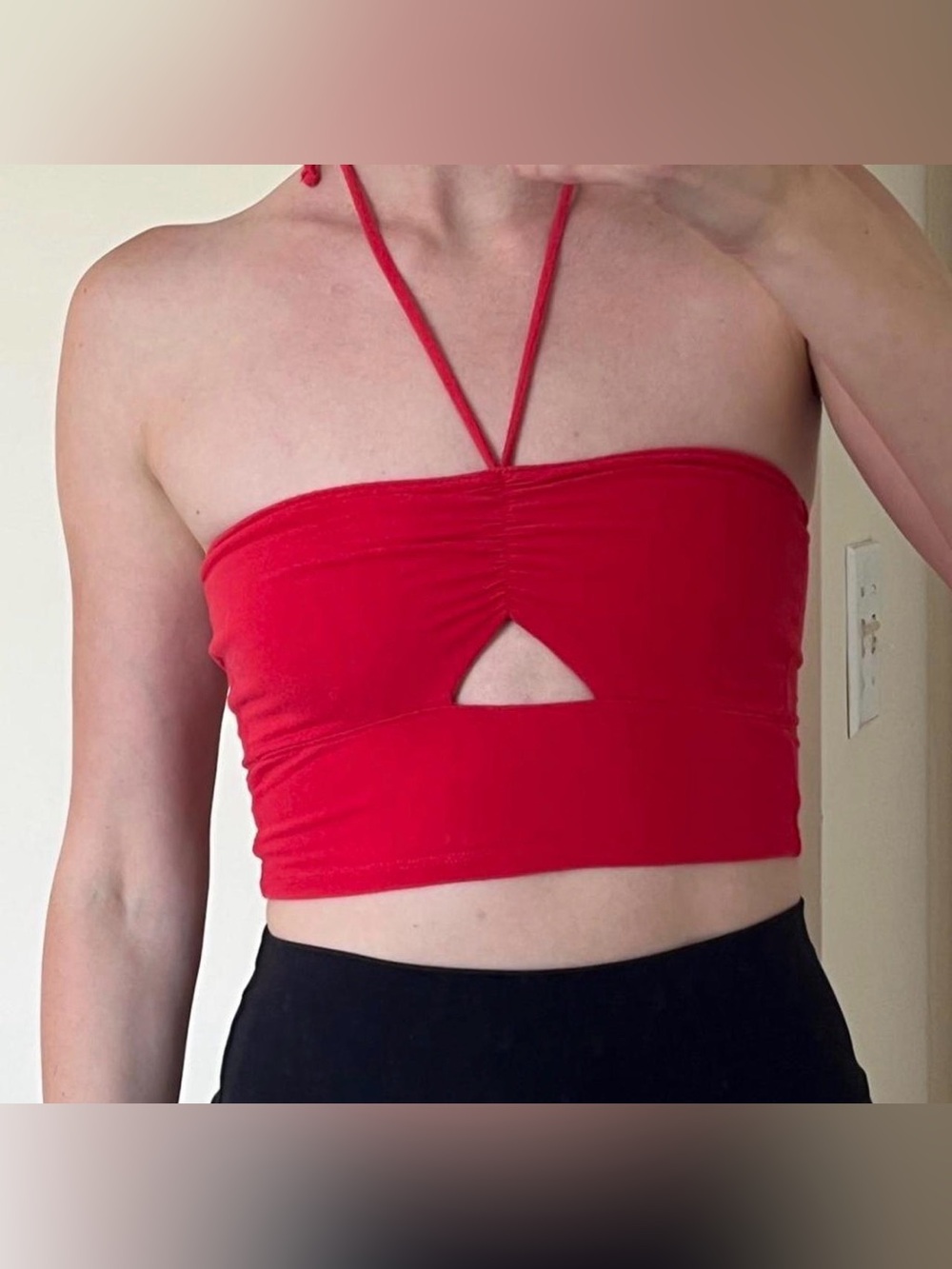 Hollister Red Halter Cutout Cropped Tube Top